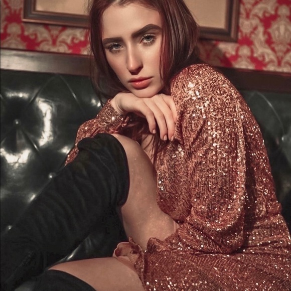 NWT rose gold SEQUIN NBD MINI DRESS - Picture 11 of 15